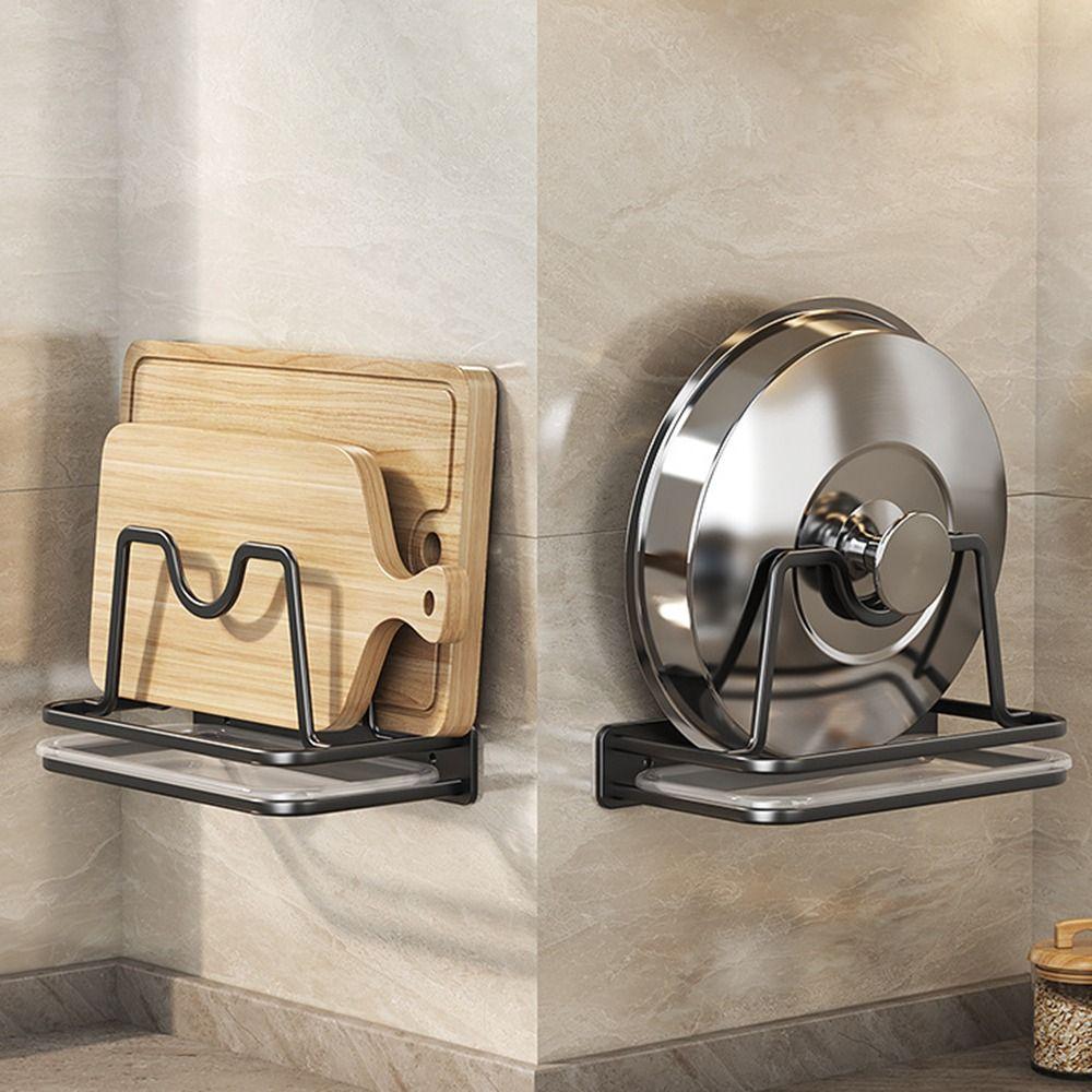 Wandmontierter Topfdeckelhalter mit Ablagefach Stanzfrei Topfdeckel Abtropfgestell Aufbewahrungsregal