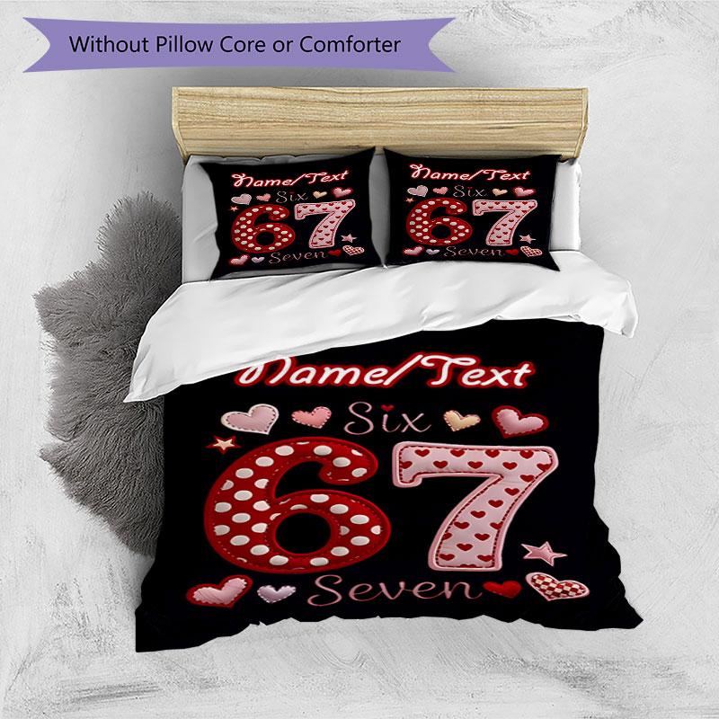3PC Custom Name Happy 67th Birthday Bedding Set Printed Bedding Set Duvet Cover Closure Includes 1 Duvet Cover & 183 Pillowcases for Bedroom
