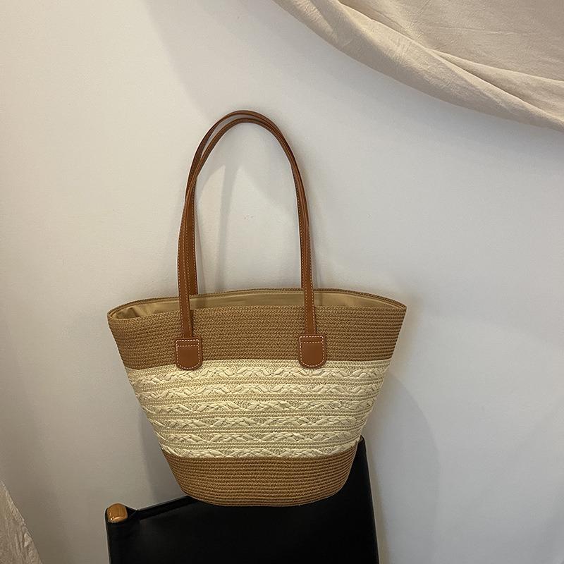 New beach seaside outdoor vacation large capacity shoulder bag woven bag wide shoulder strap