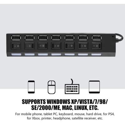 USB Hub - FOLOSAFENAR - 7 Ports - 450 Mbps - Universal Compatibility - Surge Protection