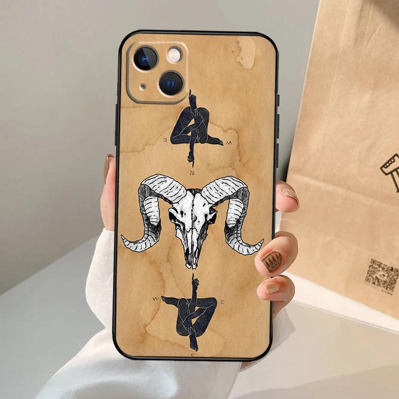 Ram Skull Skeleton Horror Phone Case For iPhone 17 Air 16 14 13 12 11 15 Pro Max 13 12 Mini 15 16 Plus 16e Cover Coque