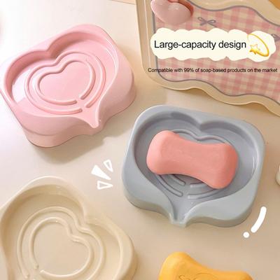 Soap Box Holder with Quick Drain Design Anti-Slip Base Functional Soap Holder Plastic Soap Dish Bathroom Decor