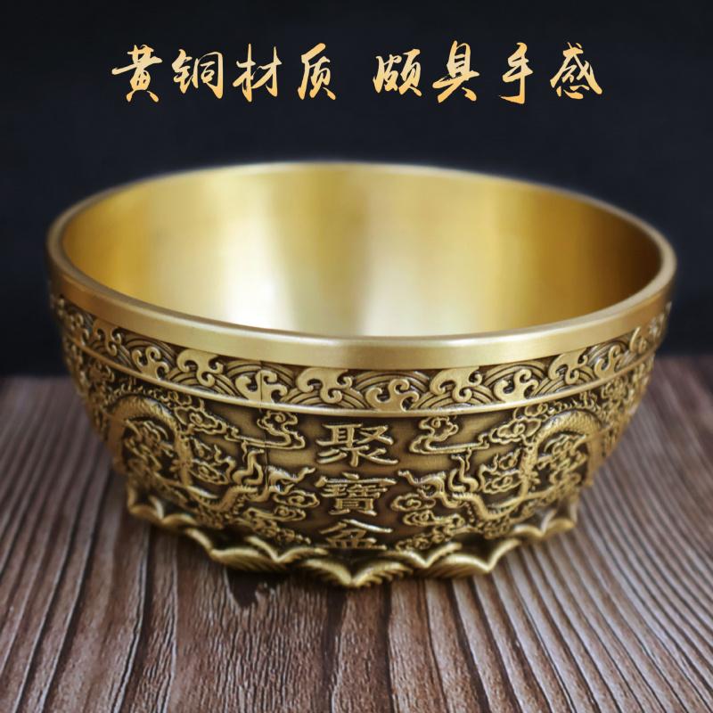 קישוט קערת אוצר דרקונים כפולים מנחושת לקישוט סלון קערת נחושת חדשה קערת אוצר מלאכת יד מתנה אוצרות מעובים