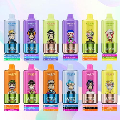 [60,000 Uses] Waspe Disposable Electronic Cigarette, 60,000 Uses, 54ml Large Capacity, Portable Vape, LED Display, Explosive Smoke, 650mAh Battery, Ty