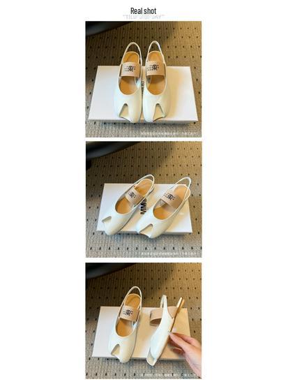 MM6 Samt Riemen Flache Sandalen - Frühling/Sommer '26 - Apfel Zehenpartie, Elastisches Band, Vielseitiges High Heel Design