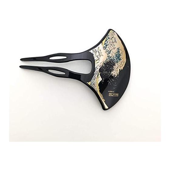 Maeju Lacquerware Urushi Kanzashi Wave (B) 4X-132 Traditional Maki-e Technique Lacquer Unique Sheen Deep Color Luxury Acrylic Resin Urethane Coating