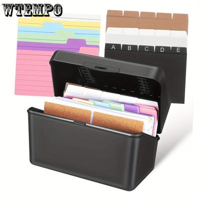 Index Card Box Set Included 15 Card Dividers 50 Ruled Index Cards, 180 Colored Index Cards, 6 Labels, 6 Rings, 1 Storage Box, for Office and Study