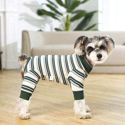 Durable Four-legged Puppy Stripes Jumpsuits Fashionable Polyester Pet Dog Clothes Soft Dog Pajamas Summer