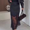 Trendix Women Patchwork Lace Skirts 2025 New High Waist Slim Hollow Out Maxi Skirts Autumn Brown Fashion Party Club Boho Skirt