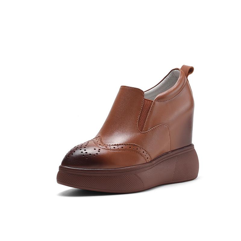 2025 spring new inner height increase and thin single shoes British style fashion versatile pointed thick sole one pedal loafers