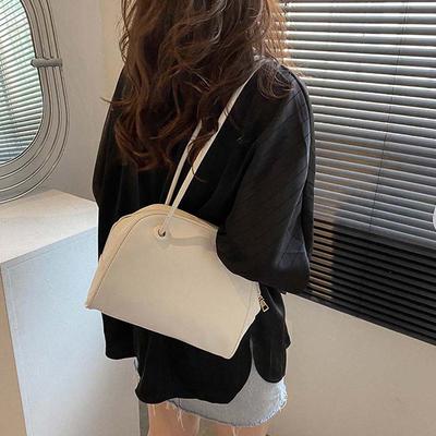 Large Capacity Soft PU Tote Bag Elegant Solid Color Shoulder Bag Square Underarm Bag  Travel