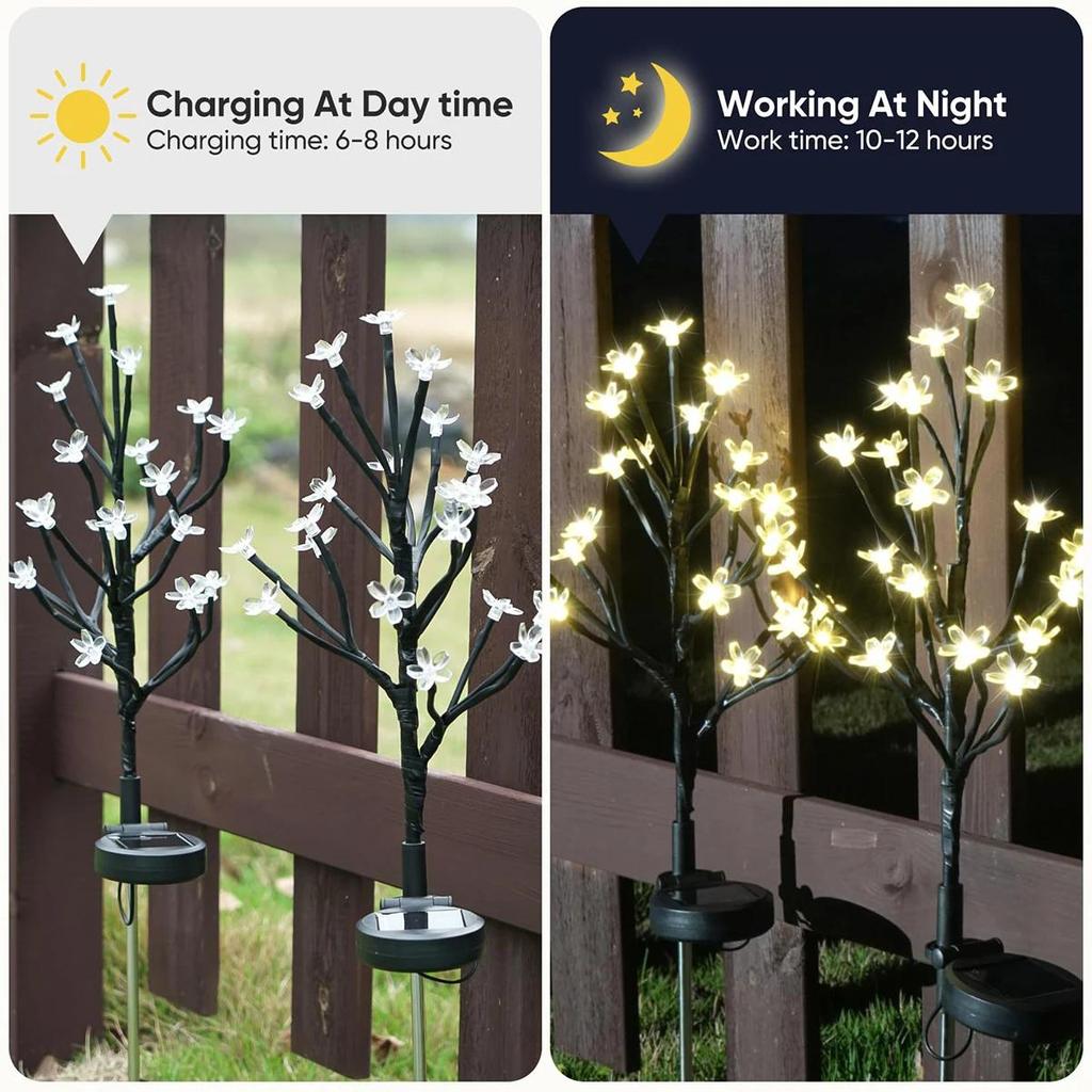 Solar Cherry Blossom Ground Lamp Waterproof Light Led Lights Garden For Garden Outdoor Flower Courtyard Lighting Pathway Powered