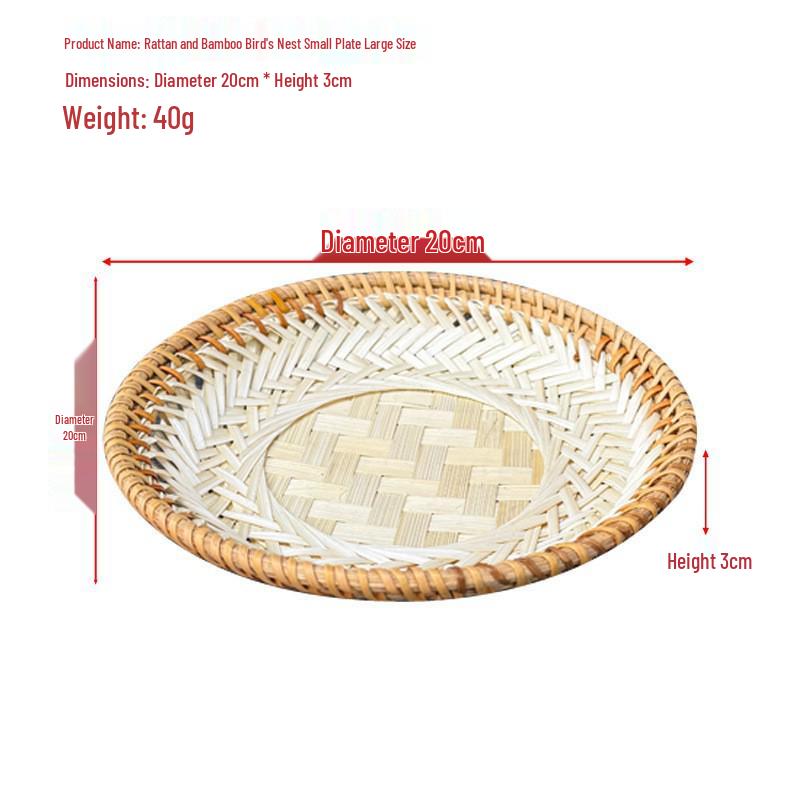 Handmade Round Bamboo Basket Tray and Plate for Creative Home Decoration