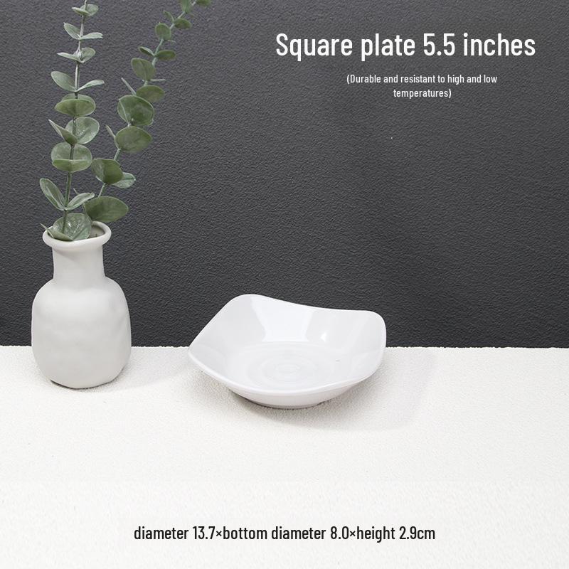 A5 White Melamine High-Temperature-Resistant Noodle and Soup Bowl, Ramen Bowl, Rice Noodle Roll Plate, Vegetable Plate.