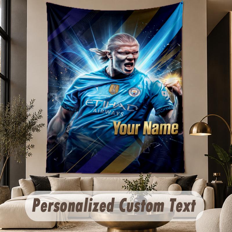 Custom Text Tapestry Erling Haaland Print Wall Tapestry Indoor Living Room Wall Decor