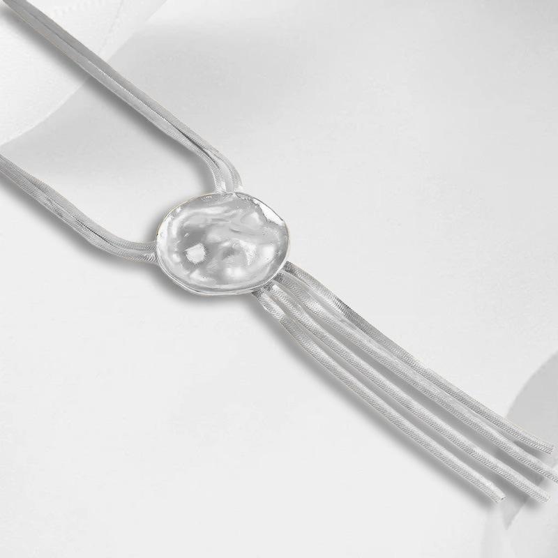 

New simple and elegant disc tassel gold necklace срібло сірий колір