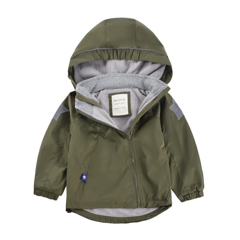 Boys and Girls Thick Windproof Hooded Oblique Zipper Shell Jacket