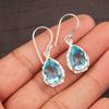 Natural Sky Blue Topaz Gemstone 925 Stamped Silver Handmade Drop Earrings 1.30" EE-3-2