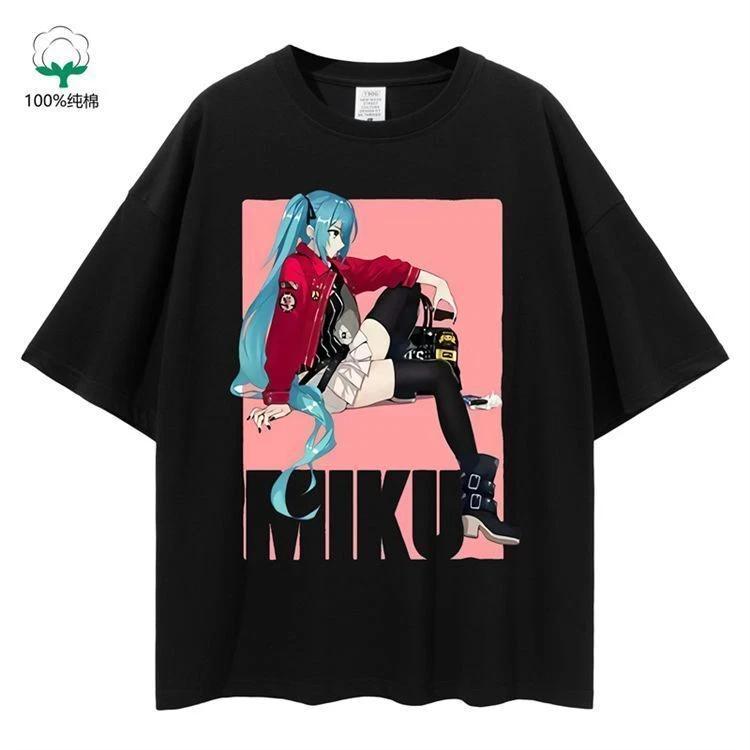 Miku Hatsune Cosplay Anime Manga T-Shirt Tee Undershirt Cotton 4XL