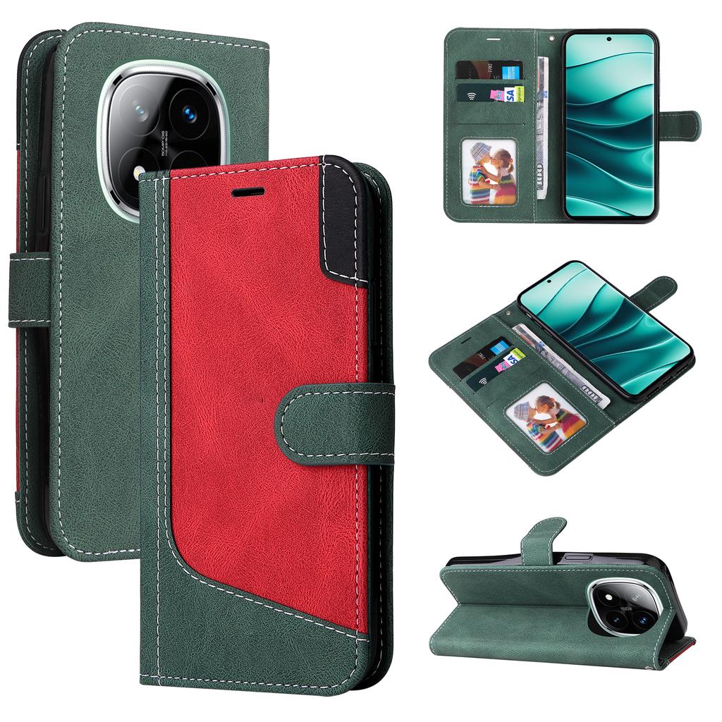 For Xiaomi Redmi Note 14 Pro+ 5G/Note 14 Pro 5G/Poco X7 5G Case Flip Wallet Leather Phone Cover 3 Color Splicing