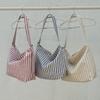 Retro-Streifen Damen Große Kapazität Canvas Umhängetasche Einfache Tragbare Damen-Tote Achseltaschen Niedliche Pendler Damen Handtaschen