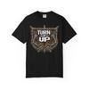 Turn It Up Skull Emblem Men's T-Shirt | Rock Metal Graphic Tee