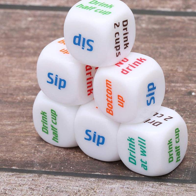 Drinking Game Dice Drop Resistant Clear Printed Commands Smooth Surface for Cocktail Party Bachelorette Trip Game Props