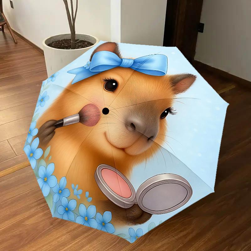 1PC Guinea Pig, Makeup Umbrella-8-Rib Reinforced, Automatic Open, Lightweight & Durable, Cute Fashion Accessory for Outdoor, Beach or Casual Use, Beac