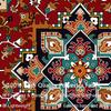 2D Ethnic Mandala Tapestry, Retro Red Teal Boho Wall Decor for Home