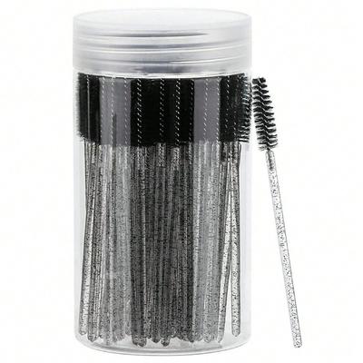 50Pcs Mascara Wands Eyeshadow Sticks With Containers, Disposable Angled Eyebrow Brushes, Eyelash Extension Brushes, Eyebrow Brushes