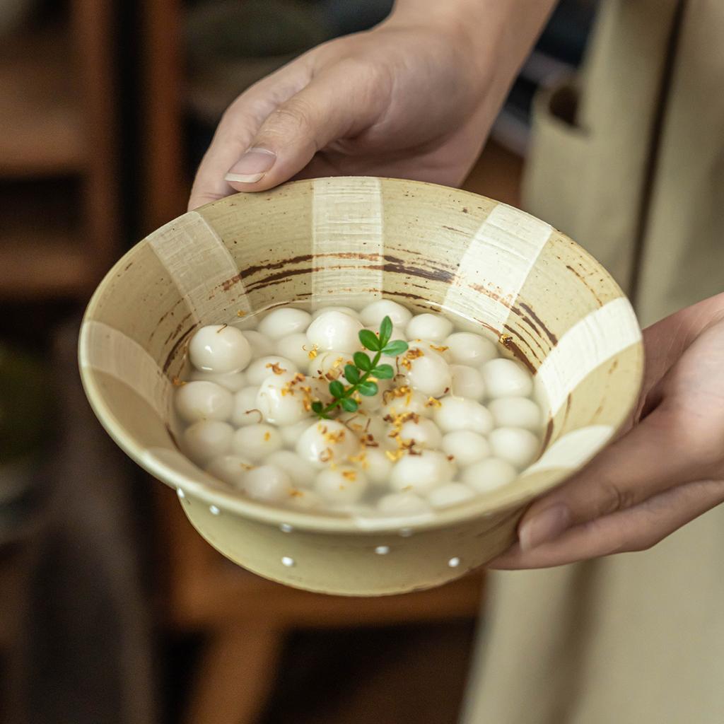 Creative Open Bowl Coarse Pottery Tableware Bowl Household Ceramic Noodle Bowl Salad Bowl Japanese Instant Noodle Bowl B & B