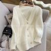 White Imitation Mink Sweater Cardigan Women's Autumn and Winter New Soft Top Thickened Loose Lazy Wind Knitted Sweater Jacket