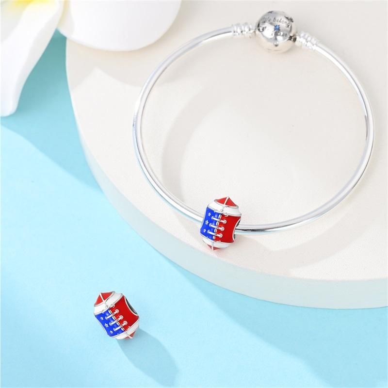 Original Cool Charms Bead Copper American Style Win Rugby Pendant For Woman Man Jewelry For Bracelet Accessories