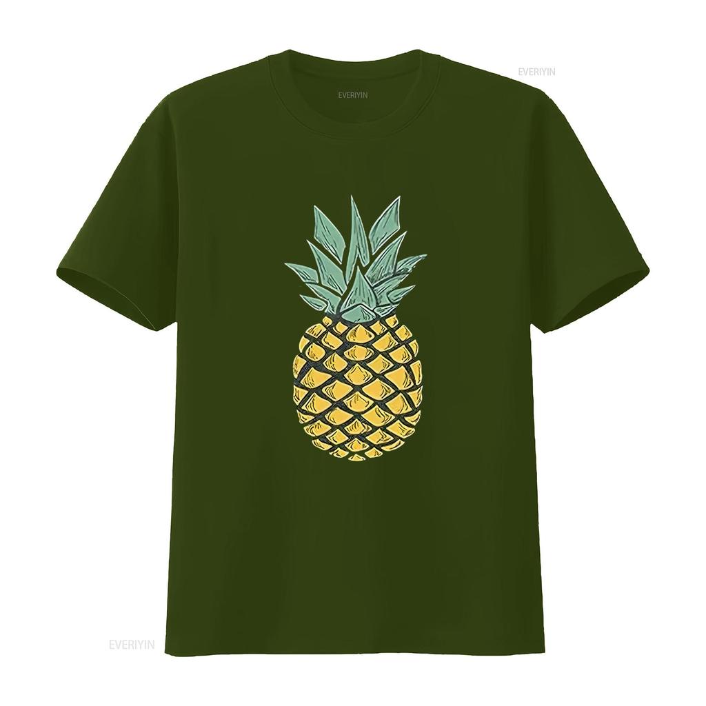Womens Pineapple T Shirt Cute S Summer Vacation  Cotton Aloha Black Vintage Washed Fashion Versatile Stretched Stylish Homme