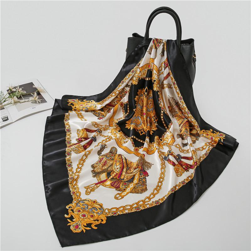 Women's Versatile Silk-Like Satin Scarf, Large Square Shawl for Spring & Autumn