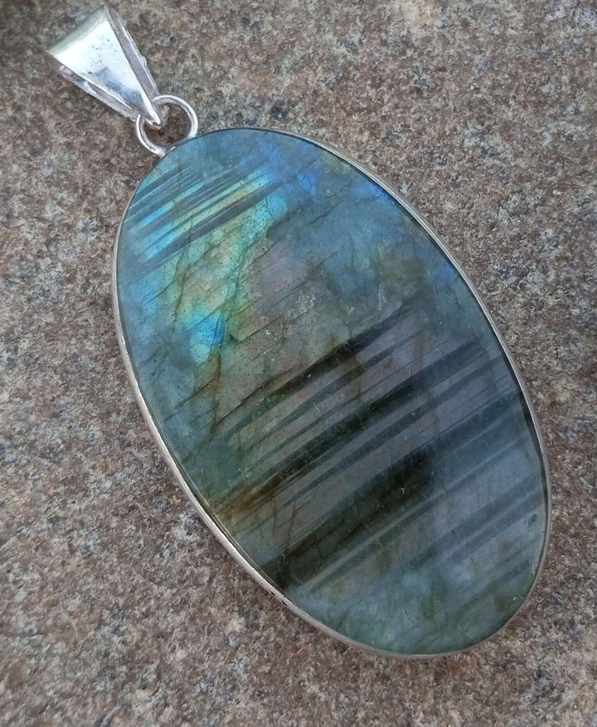 Naturlig labradoritt edelsten 925 Sterling sølvbelagt 1PC Pendent-r310