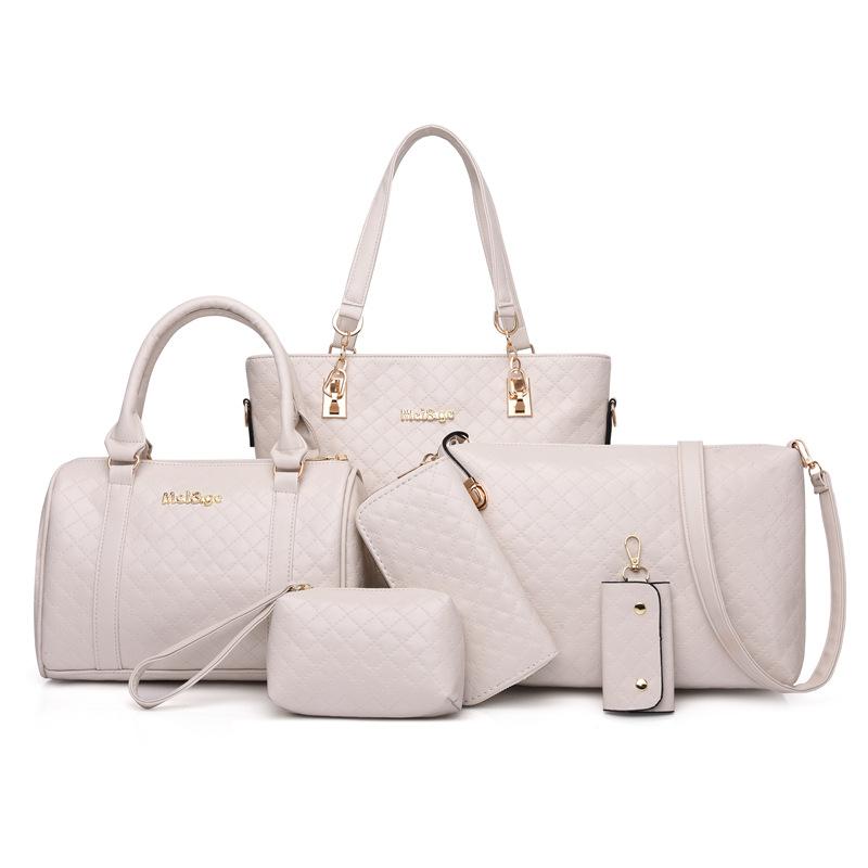 

Сумки для жінок, новий набір з шести предметів однотонного кольору, плетена сумка великої місткості, портативна сумка через плече, ромбоподібна сумка-месенджер, модна