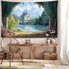 1pc Fantasy Castle Landscape Print Tapestry, European Fairy Tale Style Bohemian Home Decor for Living Room or Bedroom, Holiday Gift with Free Installa