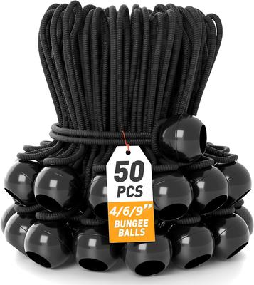 Ball Bungee Cords 4/6/9 Inch,50 Pcs Tarp Ball Bungee Ties Heavy Duty Canopy Tie Downs For Camping,Tent Poles With Uv Resistant