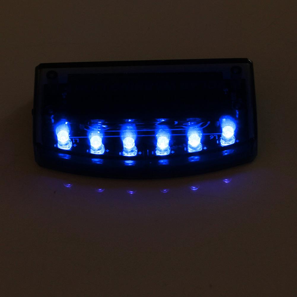 1PC 6 Led Car Alarm Warning Light Solar Powered Car Anti-theft Warning Lights Simulated Dummy Led Car