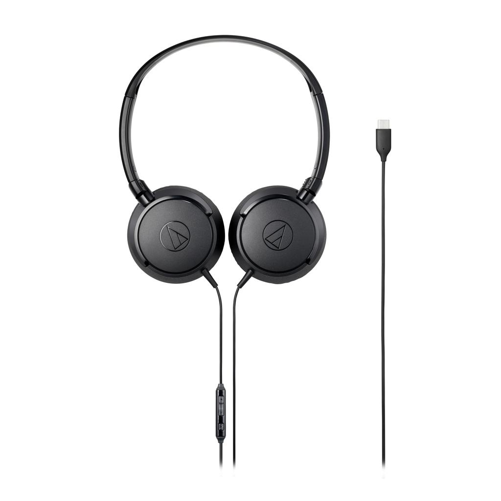 Wired USB Remote Compatible with iPhone BK Audio-Technica ATH-S120C On-Ear Headphones, 1.2m Cable, Type-C Connector, Microphone, Control, Lightweight,
