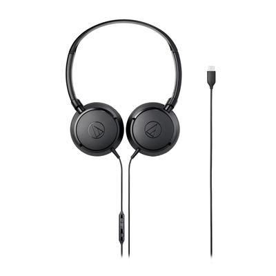 Audio Technica ATH-S120C On-Ear Wired Headphones 1.2m Cable USB Type-C Microphone Remote Control Lightweight Compact Black Compatible with iPhone 15