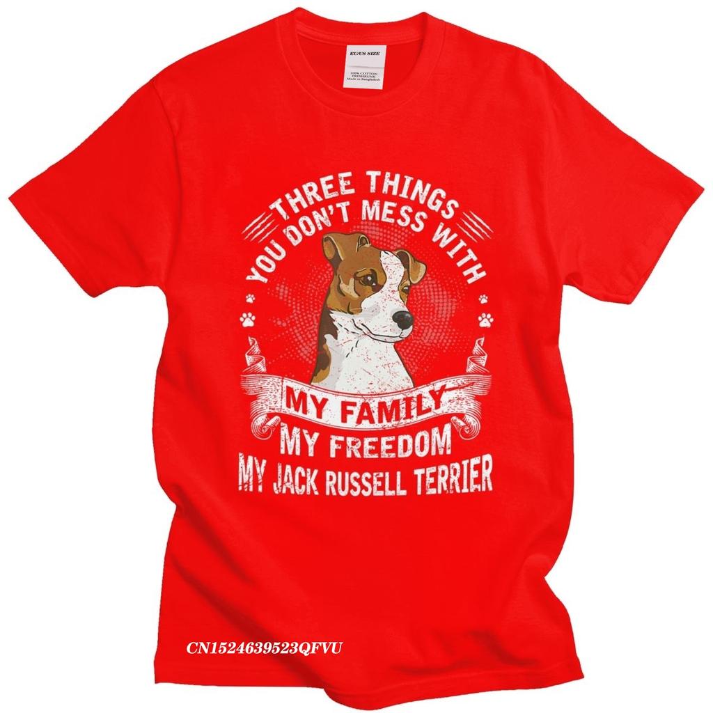 Retro Jack Russell Terrier Tshirt Three Things You Dont Mess With Oversized Cotton TShirt Aesthetic Dog Owner Camisa Tee Shirt