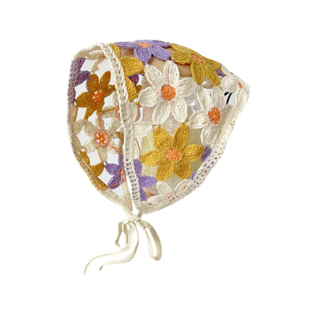 Knitted Stripe Triangle Scarf Lovely Crochet Hair Kerchief Tie Back Stripe Pattern Elegant Turban for Girls Photo Props