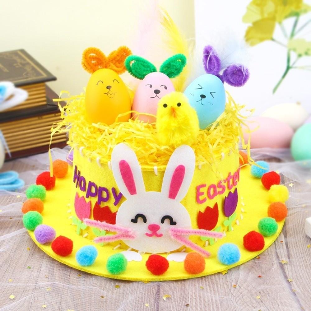 Handmade Decorations Easter Hats Colorful Eggs Bunny Chick Cartoon Cap DIY Craft Kit  Easter Party