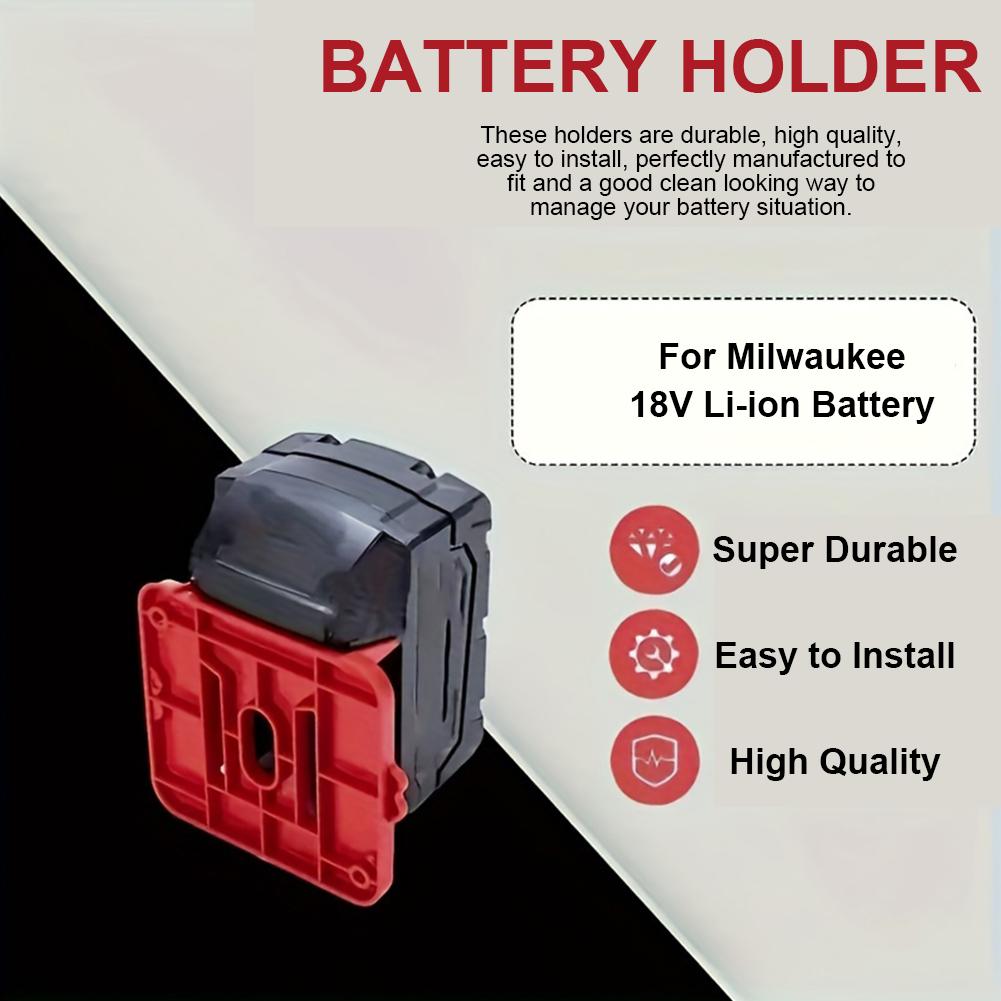 5pcs Battery Holder Battery Dock Mount for Milwaukee M18 18V Battery Storage Wall Mount Battery Base for Work Van Shelf Toolbox