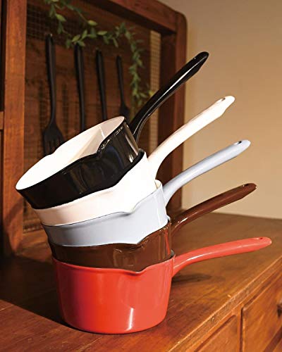 Pearl Metal Petit Cook Enamel Milk Pan, 15cm, White, HB-2082