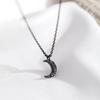 925 Black Moon Women's Trendy Clavicle Necklace - Simple Cold Style Celebrity Design