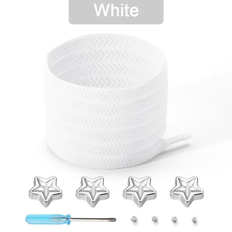 Star Diamond No Tie Shoelaces Colorful Rhinestone Metal Buckle Shoe Laces Flat Elastic Shoelace Kids Adult Sport Cute Shoestring
