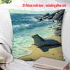 pc D Flat Pillow Not Included Seal Beach Ocean Waves Rocky Shore Cushion Cover Plush Coastal Decor Summer Vibe Case